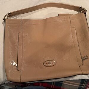 Coach Beige Leather Shoulder Bag